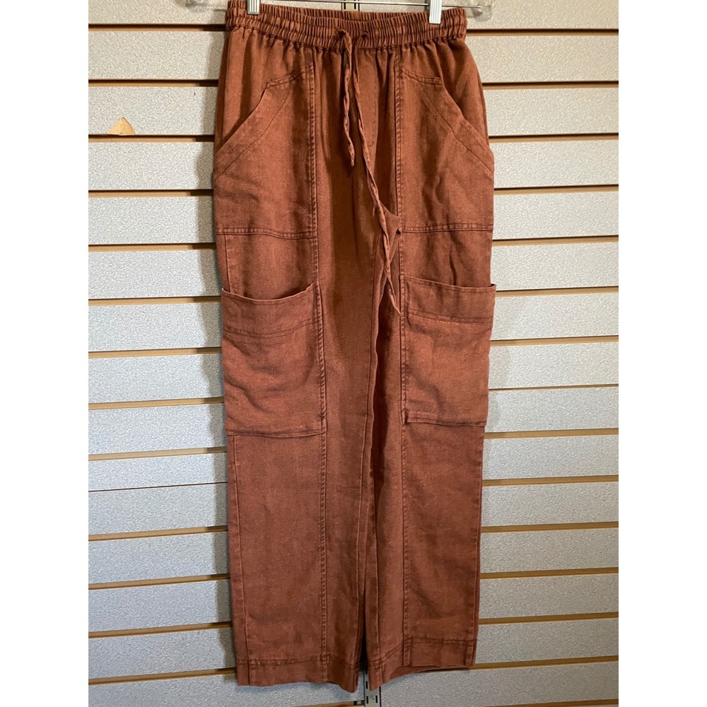 Heyson Womens Casual Linen Blend Drawstring Wide Leg Cargo Pants